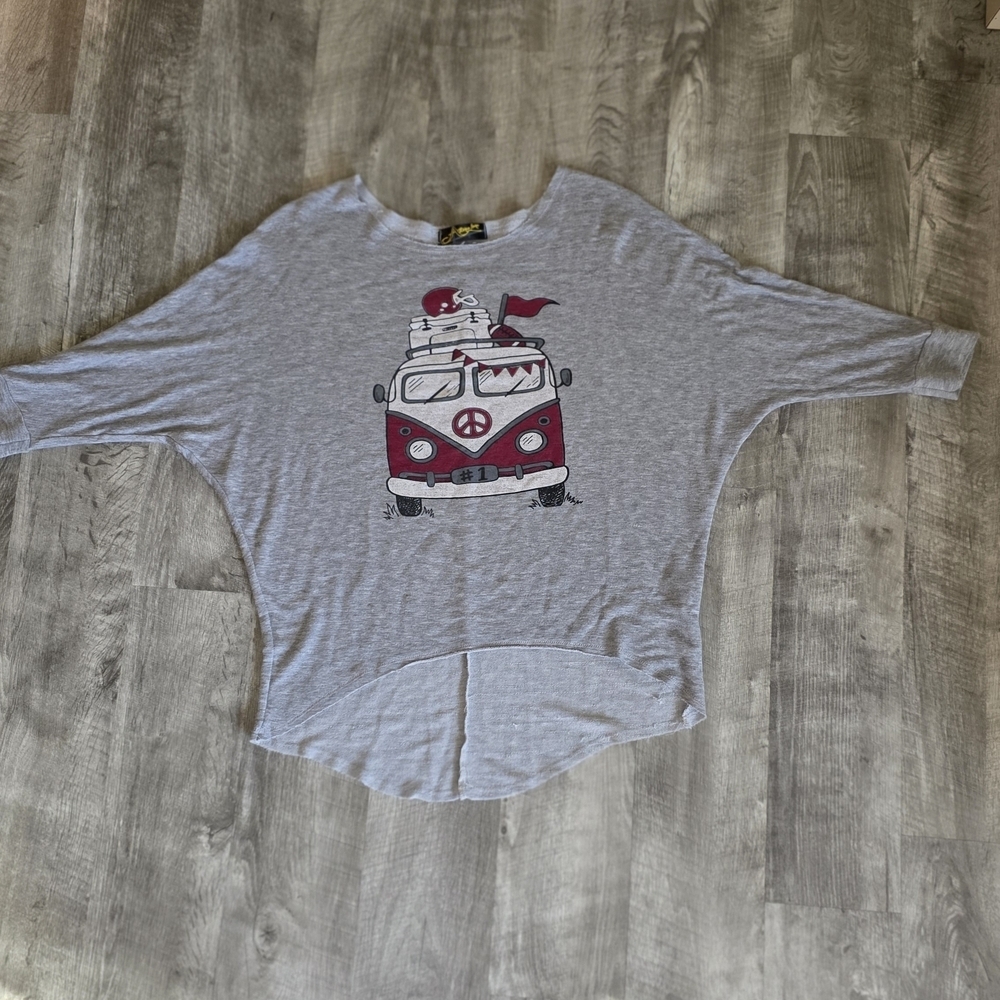 Gray Graphic Batwing Top